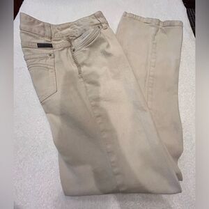 Liz Claiborne bootcut size 10 off white beige jean raised embellishment 5 pocket